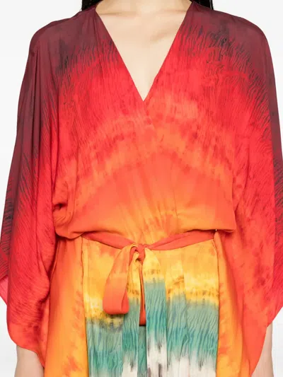 Alice And Olivia Marva Belted Mini Kaftan In Multi