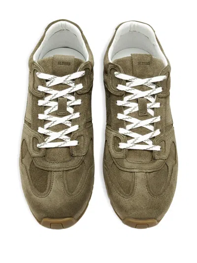 Alohas Tb.56 Suede Cream Leather Sneakers In Green