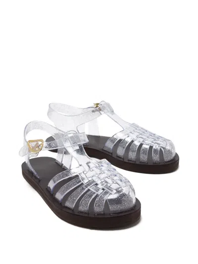 Ancient Greek Sandals Womens Homeria Fisherman Flat Leather And Jelly In Crystal