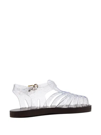 Ancient Greek Sandals Womens Homeria Fisherman Flat Leather And Jelly In Crystal