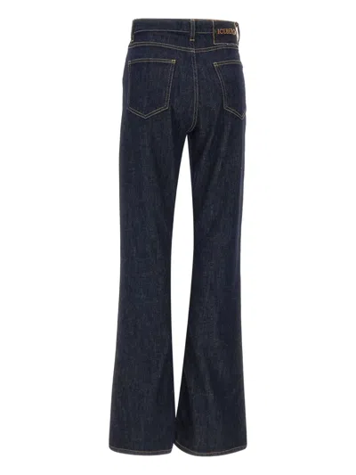 Iceberg Embossed Patch Denim Jeans In Blue
