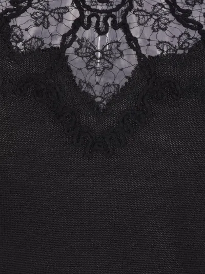 Ermanno Scervino Lace-insert Turtleneck Top In Black