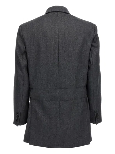 Max Mara Peak-lapel Double-breasted Blazer In Gray