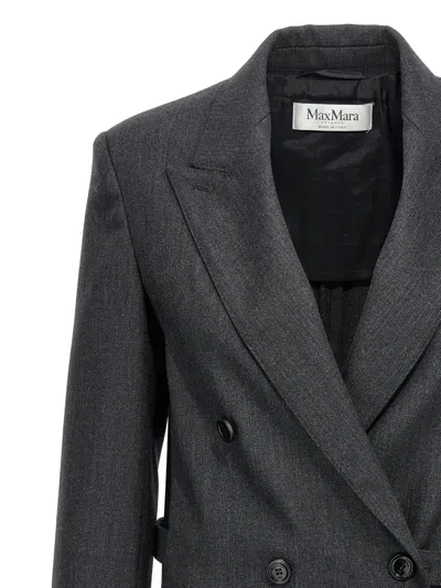 Max Mara Peak-lapel Double-breasted Blazer In Gray