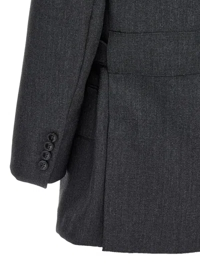 Max Mara Peak-lapel Double-breasted Blazer In Gray