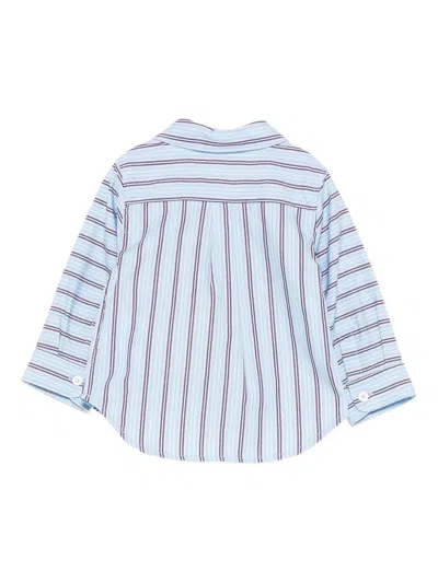 Etro Pegaso Striped Embroidered Shirt In Blue