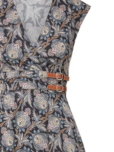 Veronica Beard Nilsen Paisley Floral Stretch Cotton Midi Dress In Black