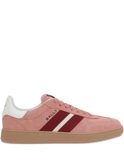 Bally Bocage Stripe Suede Sneakers In Pink