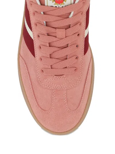 Bally Bocage Stripe Suede Sneakers In Pink