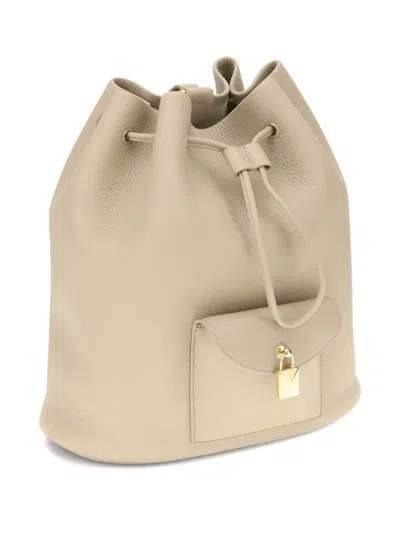 Loro Piana Extra Drawstring Leather Backpack In Neutral