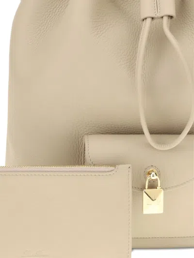 Loro Piana Extra Drawstring Leather Backpack In Neutral