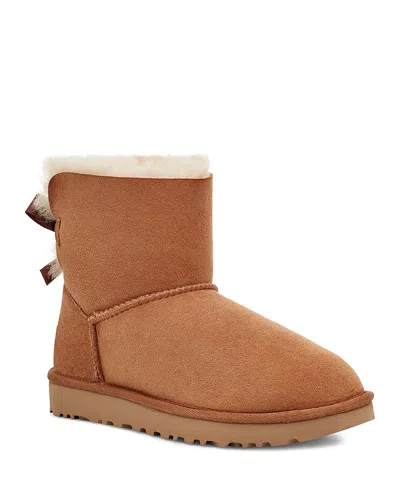 Ugg Chestnut Mini Bailey Bow Ii Ankle Boots In Brown