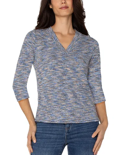 Liverpool Los Angeles Space Dye Knit Top In Blue