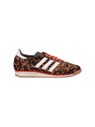Adidas Originals Womens Adidas Sl 72 Leopard-print Suede And Mesh Low-top Trainers In Black