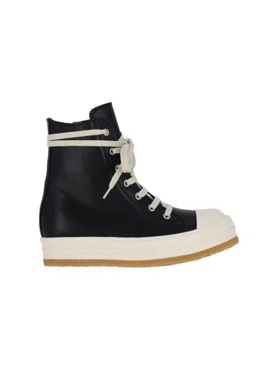 Rick Owens Geobasket High-top Sneakers Contrast Sole In Black