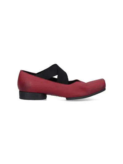 Uma Wang Red Leather Flats In Red