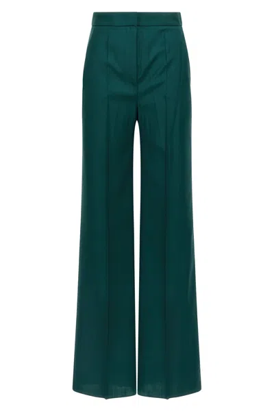 Max Mara 'fernet' Trousers In Lightweight Pure Wool Canvas In Green
