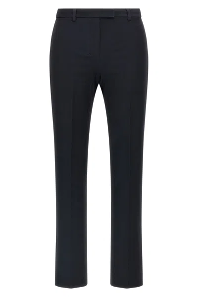 Max Mara Cropped Slim-fit Twill Pants With Mid-rise Waist In Blue