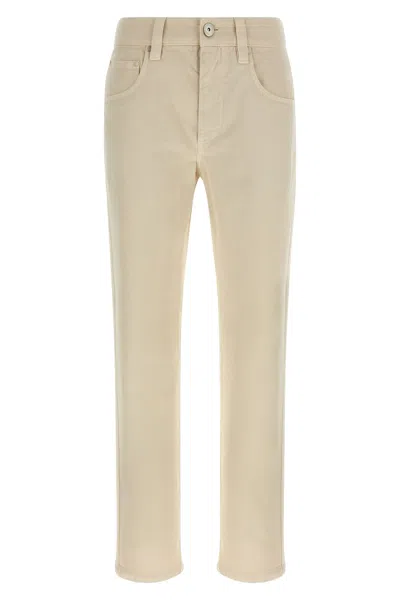 Brunello Cucinelli Denim Trousers With Belt Loops And Pockets In White