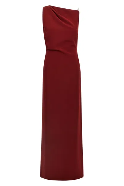 Max Mara One-shoulder Draped Detail Floor-length Dress In Burgundy