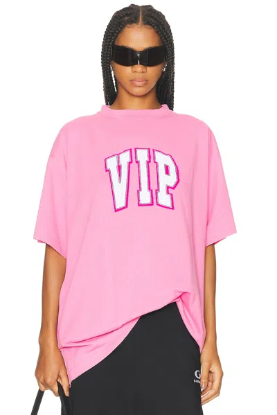 Balenciaga Pink Crewneck Logo T-shirt In Pink