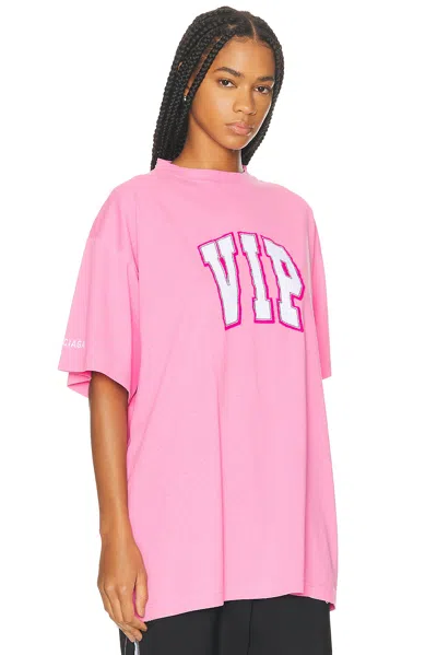 Balenciaga Pink Crewneck Logo T-shirt In Pink