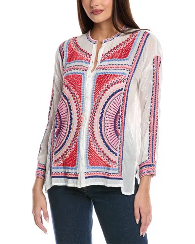 Johnny Was The Audrey Mandarin Collar Shirt In White In White