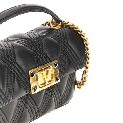 Valentino Rockstud Leather Shoulder Bag In Black