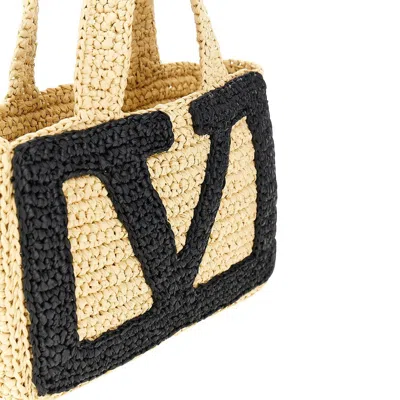 Valentino Garavani Viva Superstar Crochet Small Tote Bag In Neutral