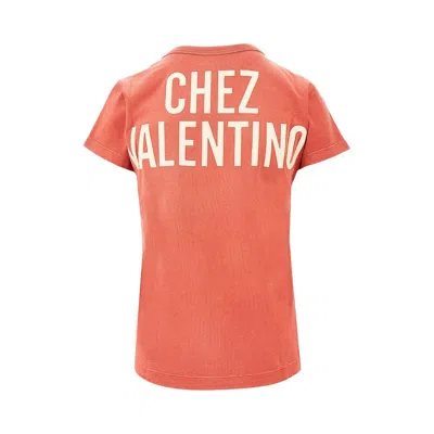 Valentino Crew Neck Graphic Print Short Sleeves Top In Pink