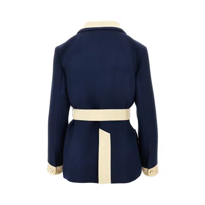 Valentino Blue/ivory Jacket With Belt In Blue