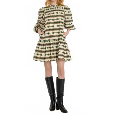 Elizabeth James The Label Lucy Mini Dress In Apache Stripe In Green