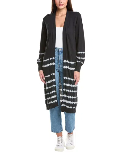 Wispr Bleach Stripe Silk-blend Maxi Cardigan In Black