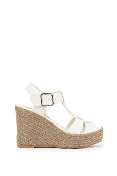 Paloma Barceló 100mm Alison Leather Wedge Sandals In White