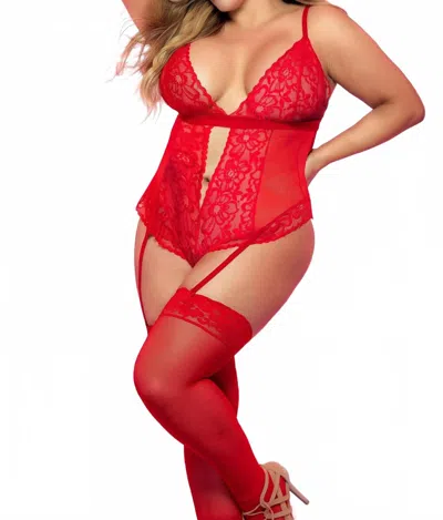 Mapalé Lacy Teddy Bodysuit - Plus Size In Red In Red