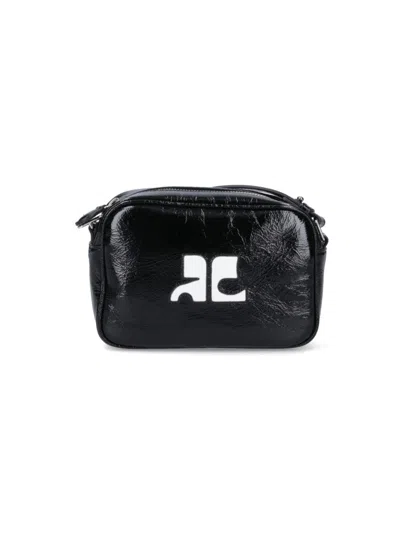 Courrèges Reedition Naplack Mini Bag With Engraved Logo In Black