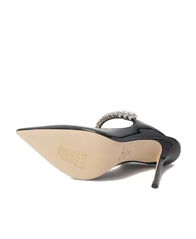 Jimmy Choo Bing 100 Black Patent Leather Clog With Crystal Strap In Black