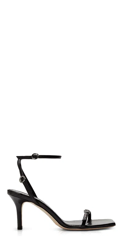 Aeyde Black Hallie Leather Stiletto Heeled Sandals