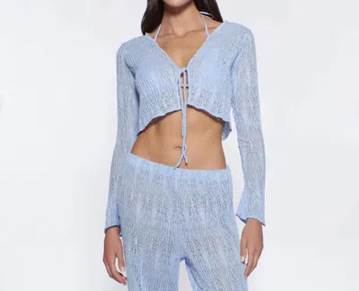 Peixoto Jesse Linen Blend Long-sleeve Tie-front Top In Blue