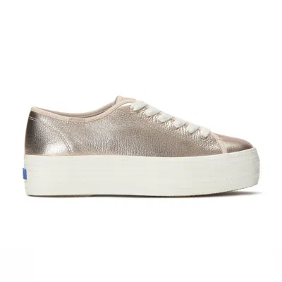 Keds Women's Triple Up Metallic Leather Lace Up Leather Sneakers In Gold