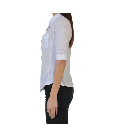 James Perse Sheer Slub Side Panel Shirt In White In White