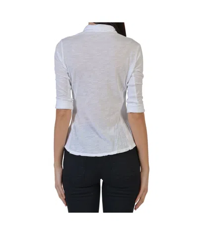 James Perse Sheer Slub Side Panel Shirt In White In White