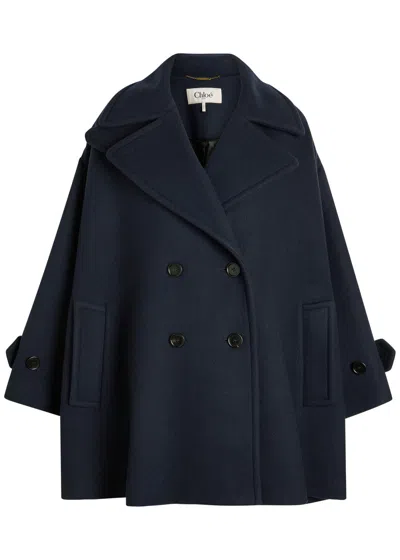 Chloé Chloe Double-breasted Wool-blend Jacket In Black