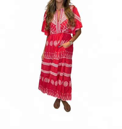 Oliphant Flirty V-neck Maxi In Soleil Red In Red