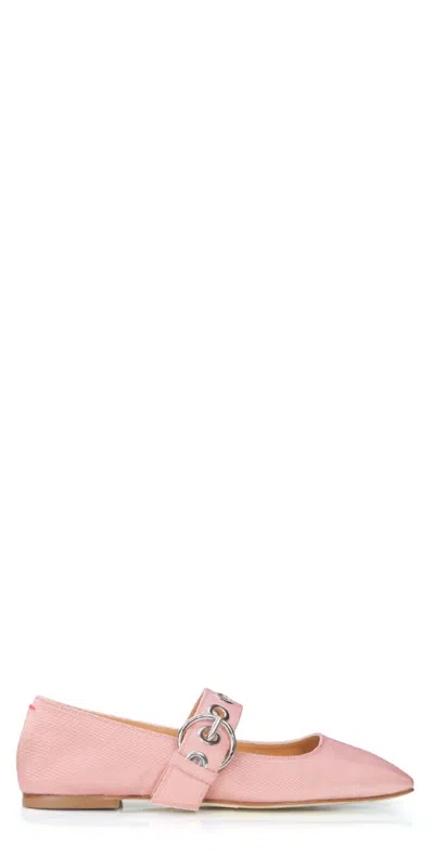 Aeyde Uma Eyelet Grosgrain Coral Ballet Flats In Pink