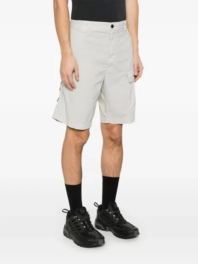 C.p. Company Minimalist White Shorts With Flap Pocket In White