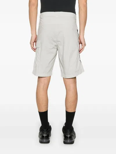 C.p. Company Minimalist White Shorts With Flap Pocket In White