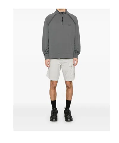 C.p. Company Minimalist White Shorts With Flap Pocket In White