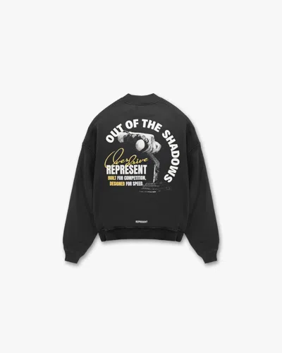 Represent Angel Border Faded Sweatshirt In Gray