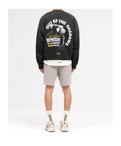 Represent Angel Border Faded Sweatshirt In Gray